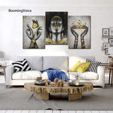 BoomingVoice - Black Pretty Fashion Girl Canvas Print Picture for Bathroom Gold Crown Jewelry Wall Decor Artwork Gallery-Wrapped African Canvas Print Poster Modern Home Artwork Giclee Art Ready to Hang - 36"WX16"H