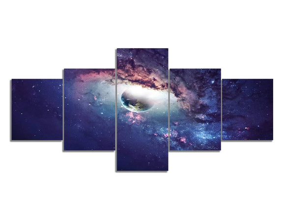 Wall Art 5 Piece Universe Painting Pictures Prints on Canvas Art Painting for Home and Office Decoration Ready to Hang - 50''W x 24''H