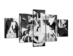 Yan Quan Modern Canvas Wall Art - World-renowned Guernica by Picasso Pianting Artwork - 5 Panel Canvas for Wall and Home Decoration -70''W x 40''H