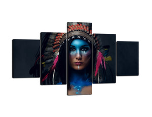 Native American Woman Picture on Canvas Wall Art for Living Room Decorations - with Stretched Frame Ready to Hang - 70''W x 40''H