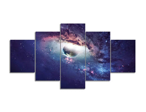 The Earth Canvas Wall Art Outer Space Planets Giclee Artwork for Living Room Decoration 5 Panels Stretched and Framed Artwork Ready to Hang - 60''W x 32''H