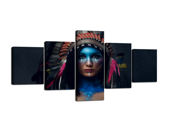 Yan Quan Beauty Native American Indian Woman Canvas Wall Art Paintings for Bedroom Home Decorations - 50''Wx24''H