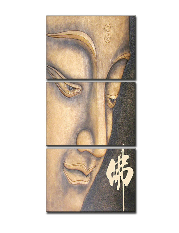 Buddhist Buddha Painting 3 Panel Framed Modern Abstract Wall Art for Living Room Contemporary Pictures Home Deco Artworks Stretched Gallery Canvas Wrap Giclee Print Ready to Hang (16x24 Inch/3pcs)